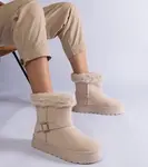 Gemre Beige insulated snow boots decorated with fur Iglesia