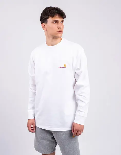 Tričko Carhartt WIP L/S American Script T-Shirt White