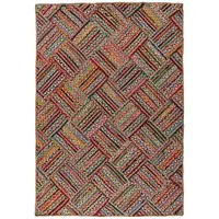 KOBEREC TKANÝ NA PLOCHO, 160/230 cm, vícebarevná, červená