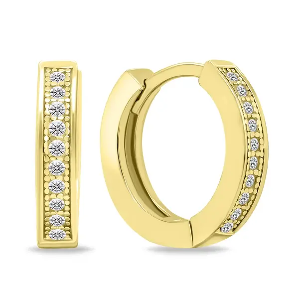 Brilio Silver Pozlacené kruhové náušnice se zirkony EA668Y