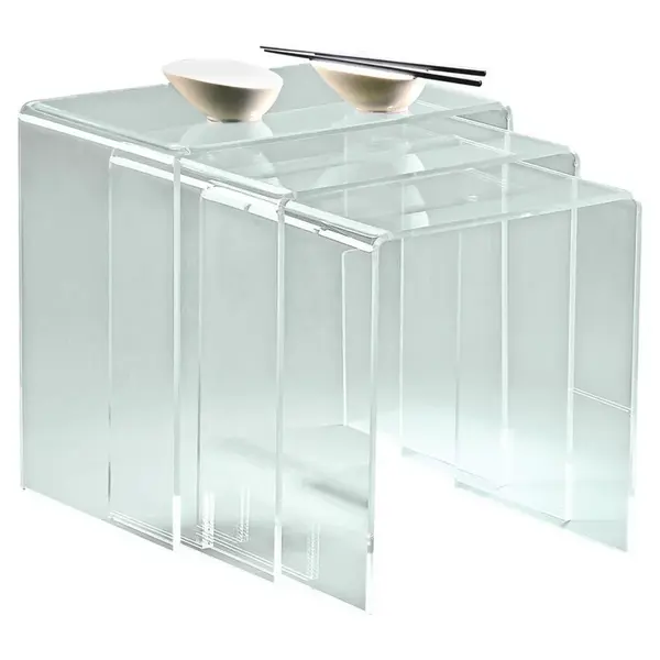 SADA ODKLÁDACÍCH STOLKŮ, čiré, plast, 34/39/44/38/40/42/29.5 cm