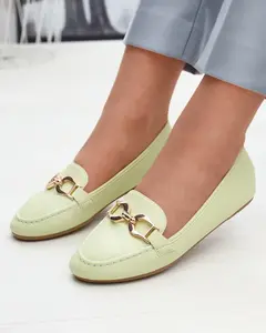 Resti Green eco-leather women's moccasins with embellishment Wiwet-Footwear