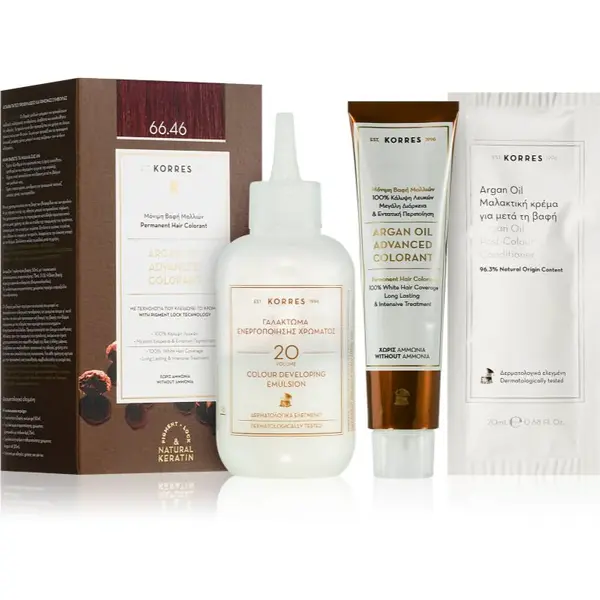 Korres Argan Oil permanentná farba na vlasy s arganovým olejom odtieň 66.46 Intense Burgundy Red 50 ml