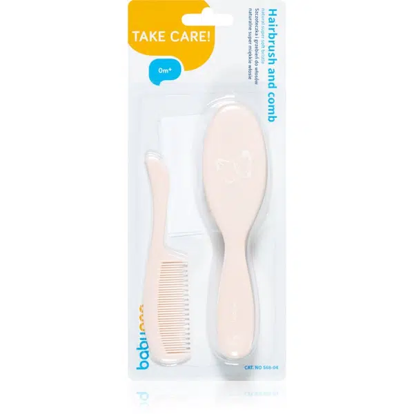 BabyOno Take Care Hairbrush and Comb IV kefa na vlasy Pink 2 ks