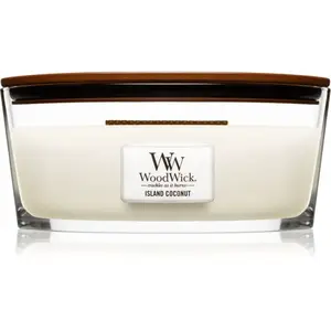 Woodwick Island Coconut vonná sviečka s dreveným knotom (hearthwick) 453 g