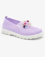 Resti Purple women's fabric moccasins with crystals Fezens