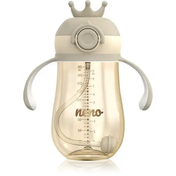 NENO Mio 2 12m+ tréningový hrnček s rúrkou Brown 280 ml