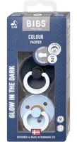 BIBS Colour Cumlíky z prírodného kaučuku, veľkosť 2, Iron nočný/Baby Blue nočný 2 ks