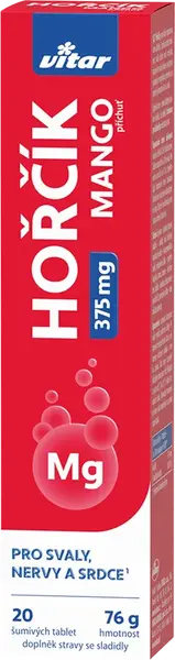 VITAR MAGNÉZIUM 375 mg s príchuťou manga 20 šumivých tabliet