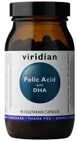 VIRIDIAN Folic Acid with DHA 90 kapsúl