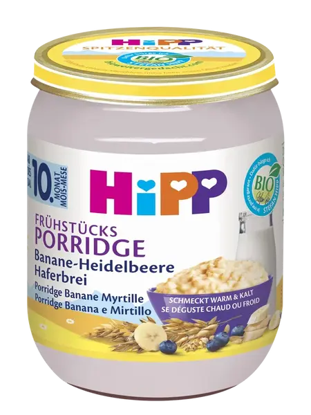 HIPP BIO Raňajková ovsená kaša s banánom a čučoriedkami 160 g