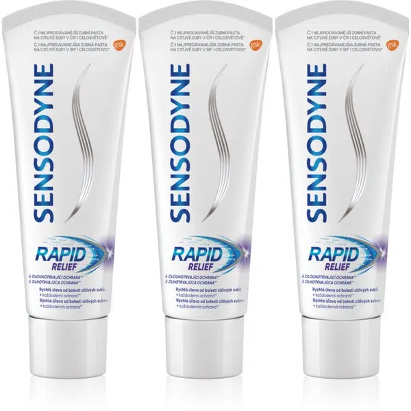 Sensodyne Rapid zubná pasta s fluoridom pre citlivé zuby 3x75 ml