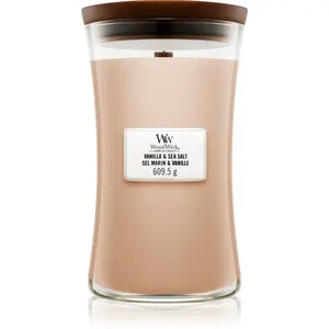 Woodwick Vanilla & Sea Salt vonná svíčka s dřevěným knotem 609.5 g