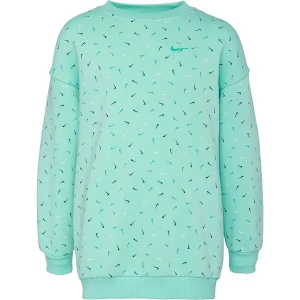Nike NSW CLUB FLC OVRSZD CRW LOGO Dievčenská mikina, svetlo zelená, veľkosť