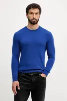 Vlněný svetr United Colors of Benetton pánský, hnědá barva, 1002U1G34