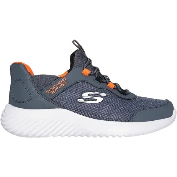 Skechers BOUNDER - BRISK-BURST Detská voľnočasová obuv, tmavo sivá, veľkosť