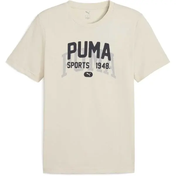 Puma GRAPHIC VARSITY TEE Pánske tričko, béžová, veľkosť