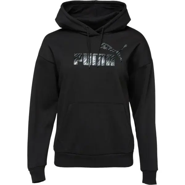 Puma ESS+ ANIMAL AOP HOODIE Dámska mikina s kapucňou, čierna, veľkosť