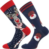 Lonka CHRISTMAS REINDEERS 2PK Ponožky, tmavo modrá, veľkosť 26-28
