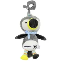 BABY MIX TUKAN Plyšová hračka s hracím strojčekom a klipom, sivá, veľkosť