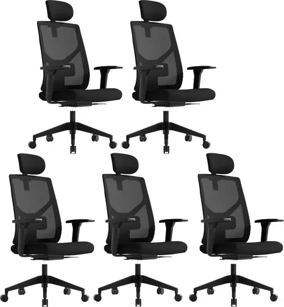 MERCURY 5PACK Ergonomická kancelářská židle ARES černá, vysoké postavy (5 ks)