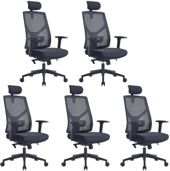 MERCURY 5PACK Ergonomická kancelářská židle ARES černá, vysoké postavy, sezení 8 hodin denně (5 ks)