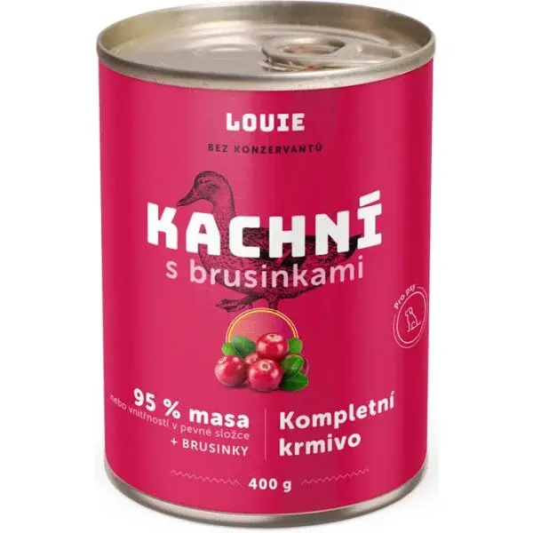 LOUIE KAČACIE S BRUSNICAMI 400 G Konzerva pre psov, ružová, veľkosť