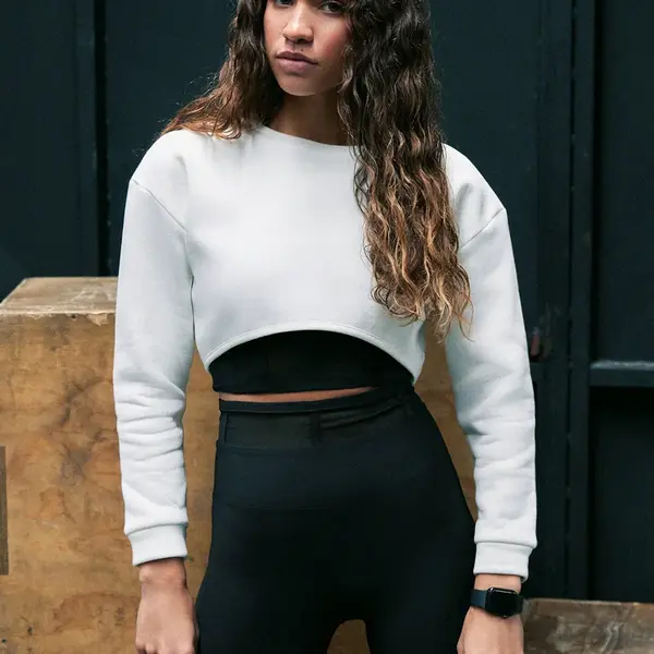 Trendyol Ecru Super Crop Fleecová Pletená Sportovní Mikina