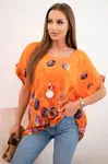 Kesi Włoski Dámská bavlněná košile s květinovým vzorem pomeranč