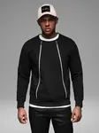Ombre Men's sweatshirt with decorative front zips - black