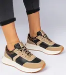 Gemre Black women's sneakers with glitter and animal print Markuta