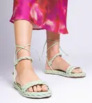 Gemre Green woven women's sandals Tarina