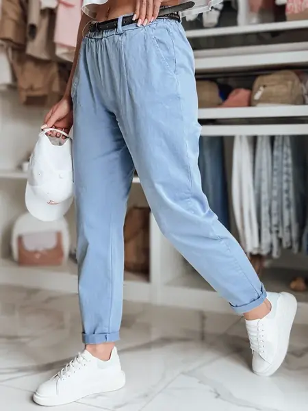 Dámské chino kalhoty s pasem, modré