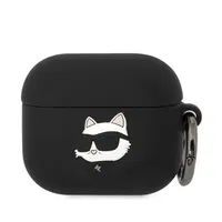 Silikonové pouzdro Karl Lagerfeld 3D Logo Choupette pro Airpods 3, black
