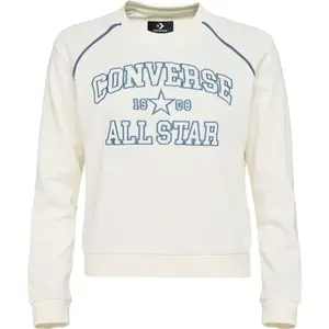 Converse RETRO CHUCK CREW Dámska mikina, béžová, veľkosť