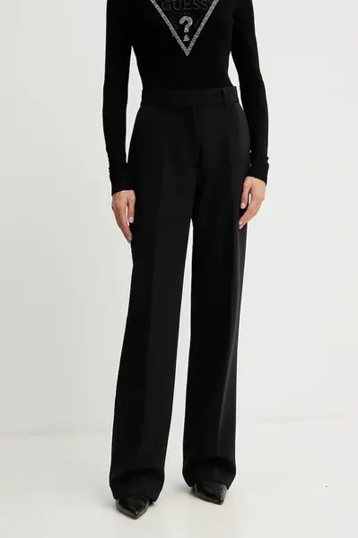 Kalhoty Guess JOANDRA dámské, černá barva, high waist, W5BB08 W2402