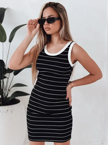 Dámské mini šaty pruhované černé