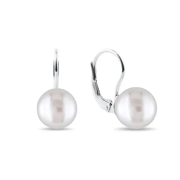 Perlové náušnice v bílém zlatě KLENOTA