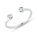 Otevřený prsten s bezel diamanty v bílém zlatě KLENOTA