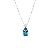 Přívěsek z bílého zlata s London blue topazem KLENOTA