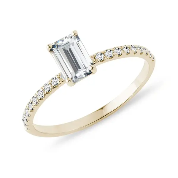 Prsten s emerald diamantem ve 14k zlatě KLENOTA