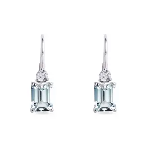 Zlaté náušnice s akvamaríny a diamanty KLENOTA