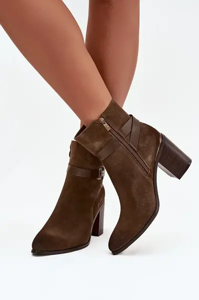 Dámské kotníkové boty z přírodního semiše na sloupku vyhřívané Sergio Leone