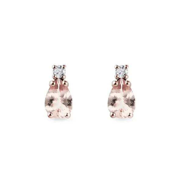 Morganitové náušnice z ružového zlata s diamantmi KLENOTA