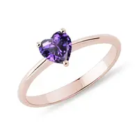 Prsteň z ružového zlata s ametystom v tvare srdca KLENOTA