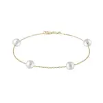 Zlatý retiazkový náramok so 4 bielymi perlami KLENOTA