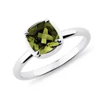 Prsteň z bieleho zlata s vltavínom KLENOTA