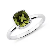 Prsteň z bieleho zlata s vltavínom KLENOTA