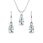 Set šperkov z bieleho zlata s akvamarínmi a diamantmi KLENOTA