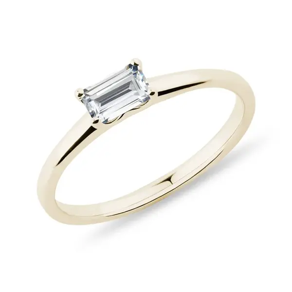 Prsteň zo žltého 14k zlata s laboratórnym diamantom KLENOTA